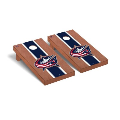 NHL Columbus Blue Jackets Premium Cornhole Board Rosewood Stripe Version