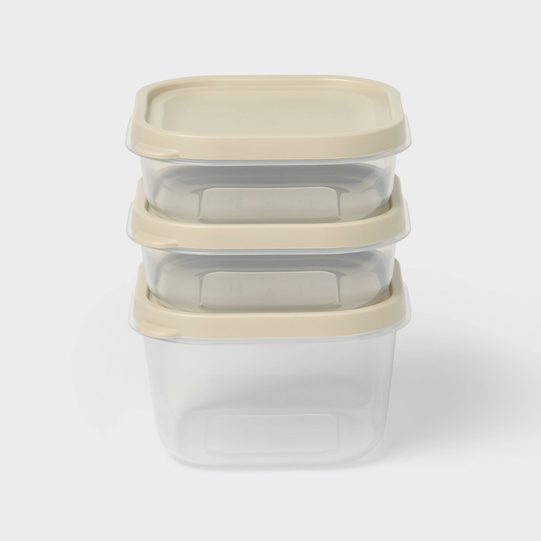 6pc (Set of 3) Plastic Food Storage Container Set Oatmeal - Room Essentials™