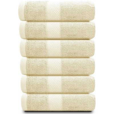 Luxury Beige Turkish Cotton Quick-Dry Hand Towels Set of 6