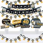 Big Dot of Happiness Cheers and Beers to 40 Years - Banner and Photo Booth Decorations - 40th Birthday Party Supplies Kit - Doterrific Bundle