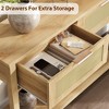 Farmhouse Console Table, 43 Inch Rattan Sofa Table with 2 Drawers and Open Shelf, Narrow Entryway Table for Hallway, Entrance, Living Room - 3 of 4