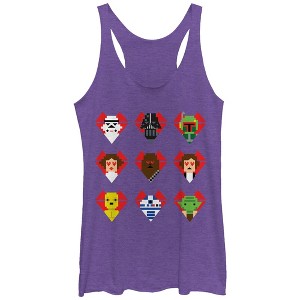 Women's Star Wars Valentine's Day Character Hearts Racerback Tank Top - 1 of 3