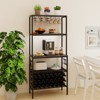 Tangkula 3-Tier Wine Rack Coffee Bar Station w/Power Outlets Hooks Glass Holders - 2 of 4