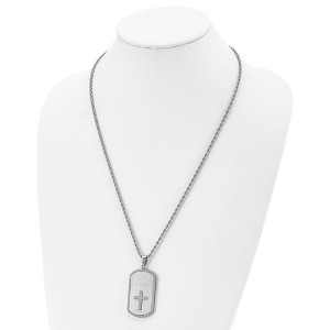 Chisel Stainless Steel Brushed Laser Cut Edges and Cross Dog Tag on a 24" Rope Chain Necklace - 1 of 4
