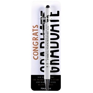 Dicksons W-544 Congrats Graduate Desire Of Your Heart Encouraging White And Black 2 x 6 Metal Pen And Bookmark Card Set - 1 of 2