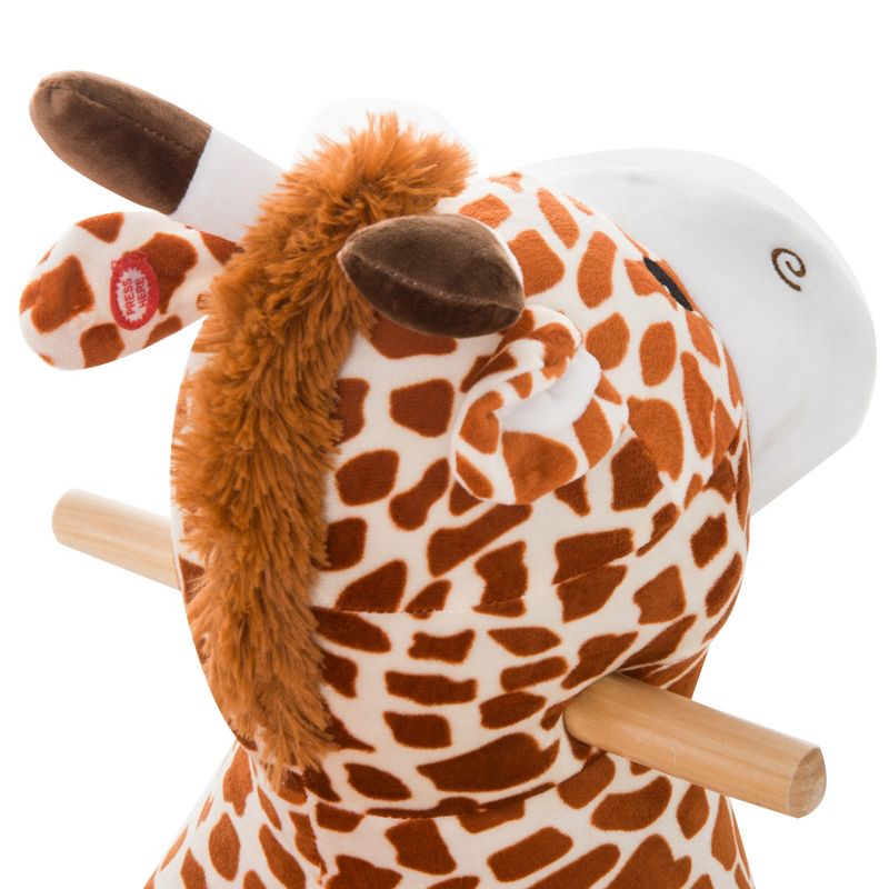 Qaba Kids Plush Rocking Horse Giraffe Style Themed Ride-On Chair Toy With Sound Brown, 6 of 10