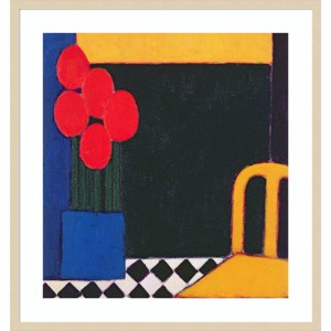 31" x 33" Tulips and Yellow Chair by Eithne Donne Wood Framed Wall Art Print - Amanti Art: Giclee Lithograph, Modern Decor - 1 of 4
