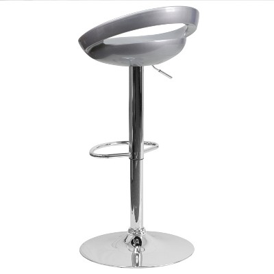 Sleek Silver Swivel Adjustable Height Backless Barstool