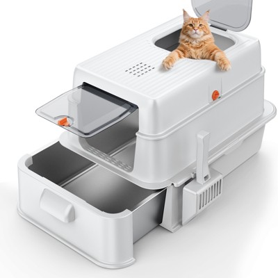 JOEJOY Cat Litter Box with Drawer, 46L Enclosed Potty with Carbon Filter, Triple Filtration System, Leak-Proof Design for Indoor Cats