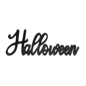 Transpac Wood 17.99 in. Black Halloween Die Cut Cursive - 1 of 2