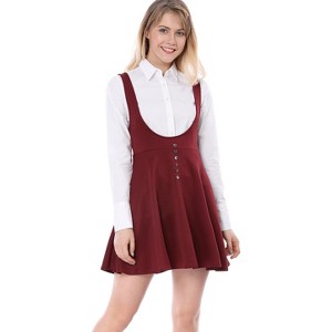 INSPIRE CHIC Women's Button Overalls Pinafore Suspenders Skirt - 1 of 4