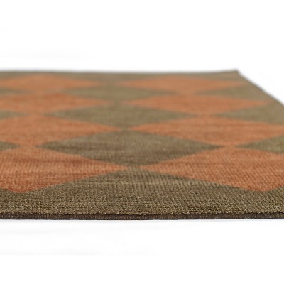 Copper and Dark Brown Rectangular Wool Handmade Area Rug