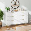 6 Drawers Fluted Dresser for Bedroom, Wooden Dresser TV Stand, Metal Modern Chest of Drawers Clothes Storage Organizer for Closet Living Room Hallway - 2 of 4
