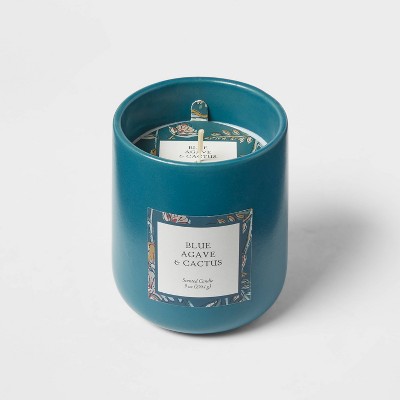 9oz Blue Agave & Cactus Ceramic Candle Turquoise Blue - Threshold™