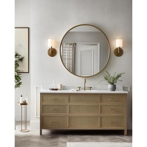 Spassway Round Mirror for Over Sink Modern Circle Bathroom Wall Mounted Mirror Metal Frame Vanity Mirror for Bathroom Vanity Living Room - 1 of 4