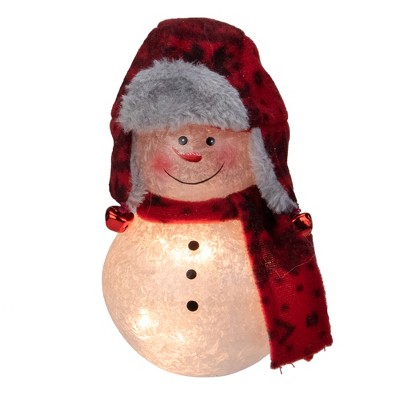 Northlight 5.5" Red and Grey Lighted Snowman Christmas Tabletop Decoration