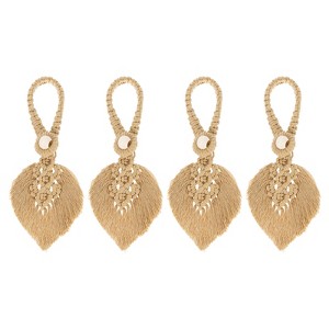 Unique Bargains Bohemian Weaving Cotton Rope Hanging Home Office Decorative Leaf Curtain Holdbacks with Tassel - 1 of 3