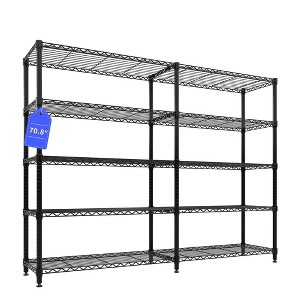 Heavy Duty Wire Shelving with Wheels 4/5-Tier, Metal Storage Shelves Load 3300LBS, Industrial&Garage Metal Shelving Adjustable Wire Shelf Units - 1 of 4