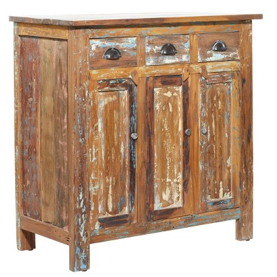 Wood Cabinet with Seagrass Drawers Brown - Olivia & May