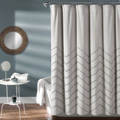 Chenille Chevron Shower Curtain Light Gray - Lush Décor