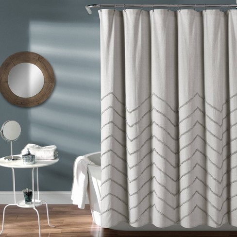 Chenille Chevron Shower Curtain Light Gray Lush Dcor Target