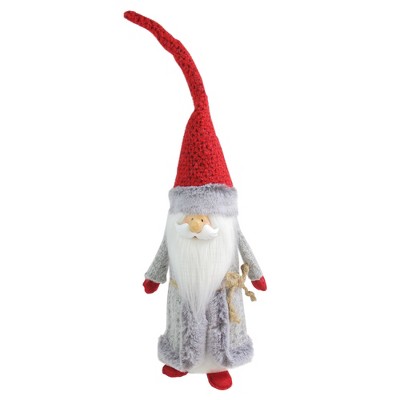 Northlight 18.75 Gray and Red Santa Gnome with Tall Crochet Hat Christmas Decoration