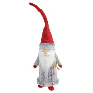 Northlight Santa Gnome with Tall Crochet Hat Christmas Decoration - 18.75" - Gray and Red - 1 of 2