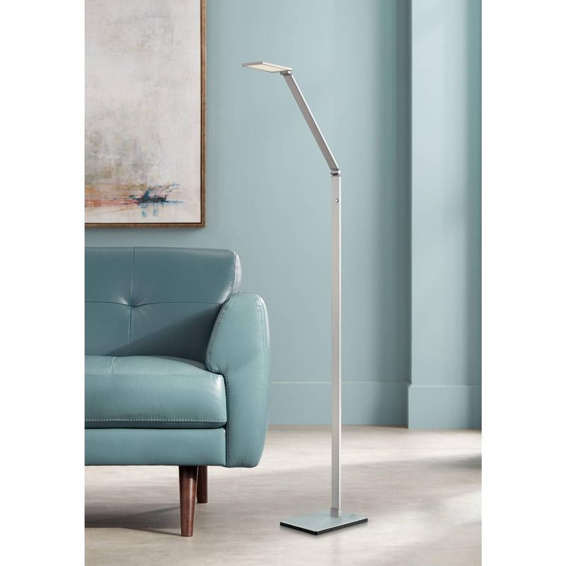 Possini Euro Design Bentley Modern Task Floor Lamp 61" Tall Silver LED Touch On Off Adjustable Head for Living Room Reading Bedroom Office House Home, 2 of 10