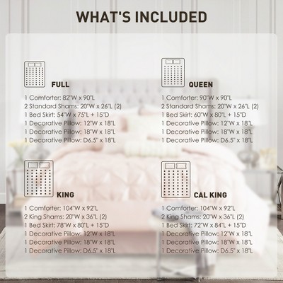 Blush Full 7-Piece Tufted Comforter Set with Decorative Pillows