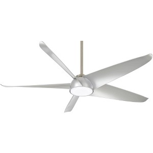 60" Minka Aire Ellipse Brushed Nickel and Silver LED Smart Ceiling Fan Modern with Down-rod and Remote for Living Room Kitchen Bedroom Dining Garage - 1 of 4