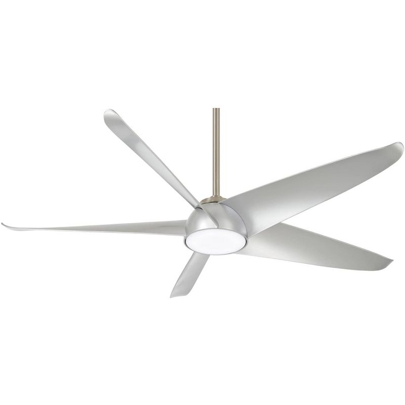 60" Minka Aire Ellipse Brushed Nickel and Silver LED Smart Ceiling Fan Modern with Down-rod and Remote for Living Room Kitchen Bedroom Dining Garage, 1 of 6