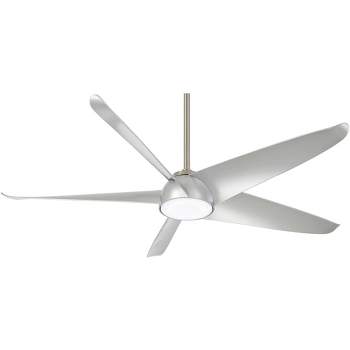 60" Minka Aire Ellipse Brushed Nickel and Silver LED Smart Ceiling Fan Modern with Down-rod and Remote for Living Room Kitchen Bedroom Dining Garage
