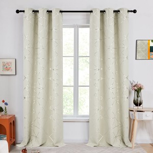 Deconovo Women’s Size Neutral Patterned Blackout Curtains 2 Panels - 1 of 4
