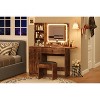 Makeup Vanity Desk with Mirror and Lights, Vanity Table Set with Drawer＆ Chair & 3 Shelves, Bedroom, Brown - 4 of 4