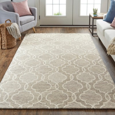 Belfort Beige Wool Trellis & Lattice Area Rug