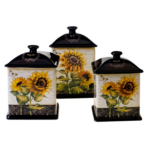 Certified International French Sunflowers Canisters - Set of 3 (56, 60, 96 oz.) - image 1 of 2