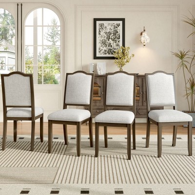 Set of 4 Upholstered Farmhouse Dining Chairs,High Back Solid Wood Mid-Century Side Chairs for Dining Room & Kitchen–The Pop Home
