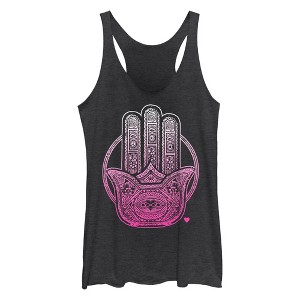 Women's CHIN UP Henna Hamsa Racerback Tank Top - 1 of 4