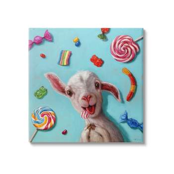 Stupell Industries Happy Sheep with Candy Canvas Wall Art