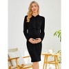 BLUEMING Hoodie Maternity Dress Hooded Sweat Dress with Front Pockets Raglan Sweatdress Stripe Midi Dress - 4 of 4