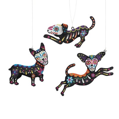 Gallerie II Dia de Muertos Glitter Dog Ornament Metal G.I. Sheet Wire A/3