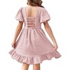 Arshiner Girls Summer Cut-Out Back A-Line Dress Puff Sleeves Square Neckline Flounce Hem Dresses - 3 of 4