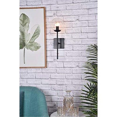 Neri 17.8'' Black and Clear Glass Dimmable Wall Sconce