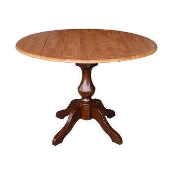 30.3" Gracelyn Round Dual Drop Leaf Pedestal Extendable Dining Table Cinnamon/Espresso - International Concepts