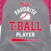 Girls' - Instant Message - Dad's Favorite T-Ball Player Shirt Tail Raglan Graphic T-shirt - 2 of 4