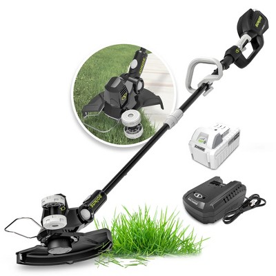 Sun Joe 24-Volt 12-inch Multi-Angle Head Cordless Dual Line String Trimmer Kit with 4.0-Ah Battery and Charger, for Trimming Grass & Edging Flowerbeds