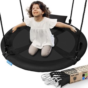 SereneLife 40" Saucer Swing with Handles, Pillow, Hanging Kit, and Carry Bag - Indoor/Outdoor Use - 1 of 4