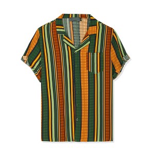 Lars Amadeus Men's Summer Irregular Printed Camp Collar Short Sleeves Button Down Hawaiian Shirt - 1 of 4