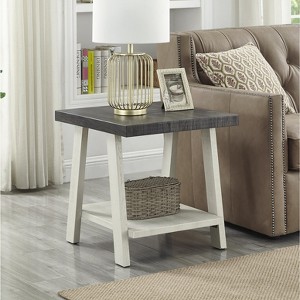 Athens Contemporary Two-Tone Wood Shelf End Table in Weathered Charcoal and Beige - 1 of 4