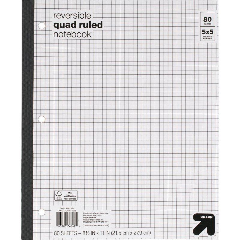 Reversible Quad Ruled Composition Notebook 8.5&#34; x 11&#34; 80 Sheets - up &#38; up&#8482;, 3 of 9